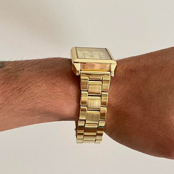 gold style square stainless steel geneva gold luxury watch - Picture 6 of 7